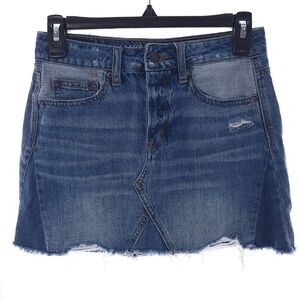 American Eagle Button Fly Blue Denim Distressed Shorts Womens Size 0